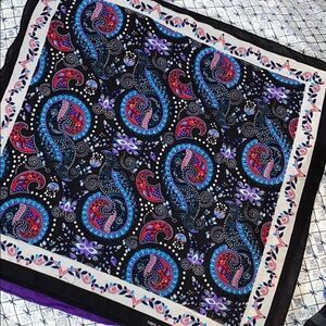 Like New Multicolored Square Paisley Bandana Pocket Square